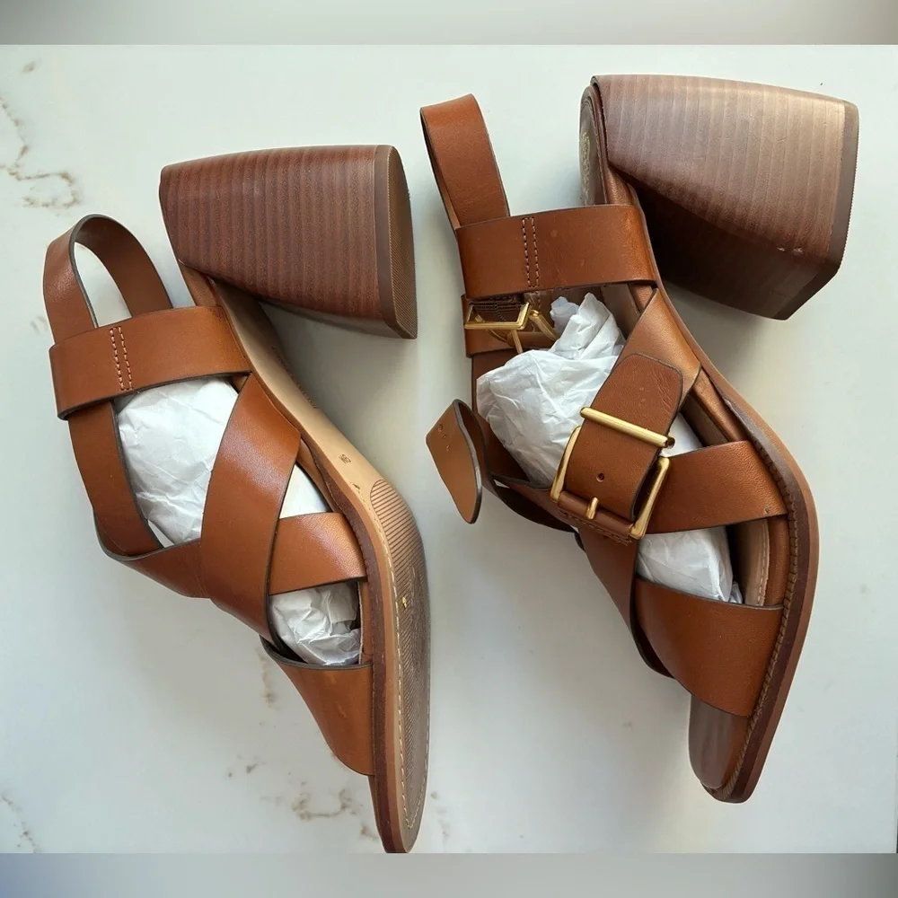 Vince Camuto penina leather strap block heeled sandal size 9